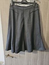 Ladies Tu At Sainsburys Grey/black Herringbone Bottom Pleat Flare Skirt Size 16