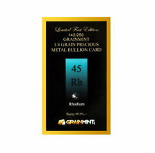 Rhodium Metal Crystal Pure 99.95% 1/4(0.25) Grain in Numbered Bullion Card