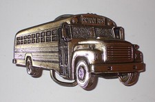 VINTAGE 3D SCHOOL BUS BELT BUCKLE GREAT AMERICAN BUCKLES PEWTER BUS DRIVER