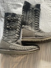 ladies  mid grey suede/knitted