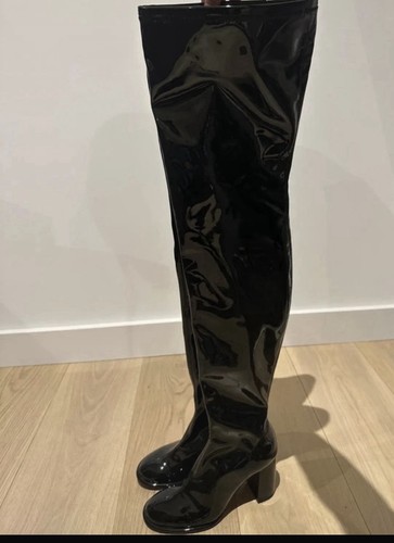 Black leather knee high - h&m, knee-high