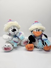 Keel Toys Polar Bear and Penquin With Wooly Hats And Scarf 6"