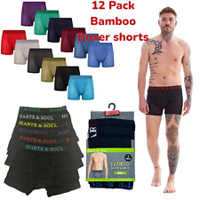 Harte & Soul 12 Pack Mens Cotton Bamboo Blend Black Asst Colours Boxer Shorts 