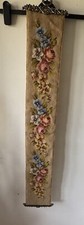 Vintage Bell Pull Heavy Brass Needlepoint Tapestry Wall Hanging