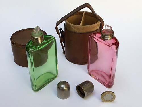 Antique coloured glass - 2x,