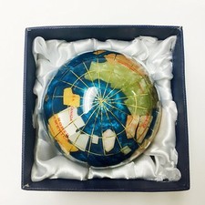 unique art 3-inch Bahama Blue Pearl Swirl ocean gemstone world globe paperweight
