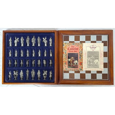 Danbury Mint Camelot Pewter Chess Set And Board & Authencity Certificate-675BDRM