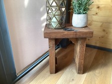 Solid Oak Little Side Table Made By Local Joiner from 18th Century Thick Oak