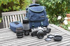 Olympus OM20 35mm SLR Manual Camera with 50/1.8 Zuiko & 2 Other Lenses