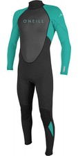 2025 O'Neill Youth Reactor II 3/2mm Back Zip Wetsuit - Black / Aqua