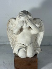 Kneeling Praying Pure White Weathered Angel with  Resin Garden Statue Resin