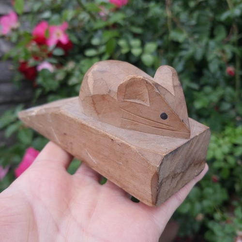 Wooden hand carved mouse - wooden,