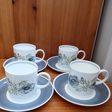 4 Wedgwood Susie Cooper Glen Mist espresso Coffee Cups & Saucers excellent 