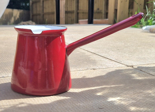 Vintage red enamel ibrik - vintage, milk