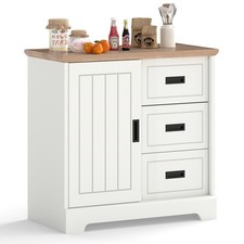 COSTWAY Farmhouse Sideboard Buffet Cabinet Kitchen Storage Cabinet-Ivory