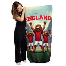 England - 3 Lions - Football Stadium - Beach Towel