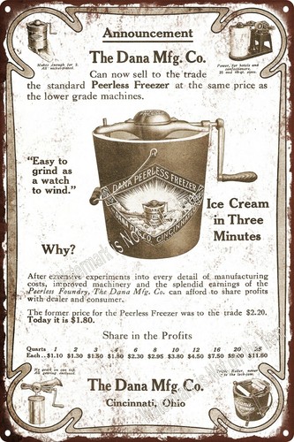 1912 dana peerless ice cream - 1912,