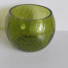 Green Crackle Glass Round Tea