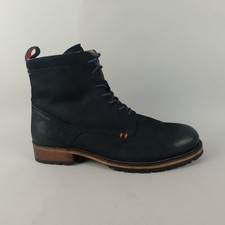 Moshulu Boots Womens 6.5 Navy Leather Lace Up Zip Combat Winter Comfort Casual