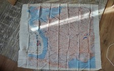 Fabric’Silk’ Pilot Escape Map France Spain 1953 First Edition 39 X 32 Inches