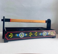Hand-Painted Wooden Canalware Caddy – Vintage Floral Folk Art tray Bargeware,