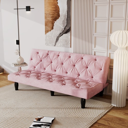 Pink velvet sofa bed - 66",