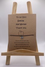 'Special Key Worker' Thank You Card, Wish Bracelet Gift! Cute Apple Charm!