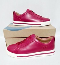 CLARKS UN MAUI LACE PINK RED LEATHER UNSTRUCTURED SHOES RASPBERRY WOMENS