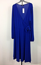 Wallis Jersey Wrap Midi Dress Size 16 Blue New With Tag
