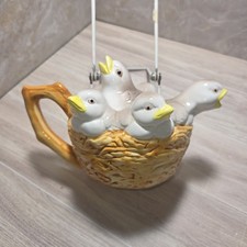 Bob Hersey Pots Of Fun Chick-a-tea Teapot Baby Bird Chicks Robins Swallows Nest 