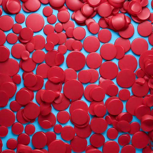 Red plastic disc - -laser, cut