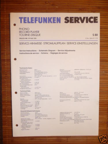 Service manual telefunken 80 - telefunken, s