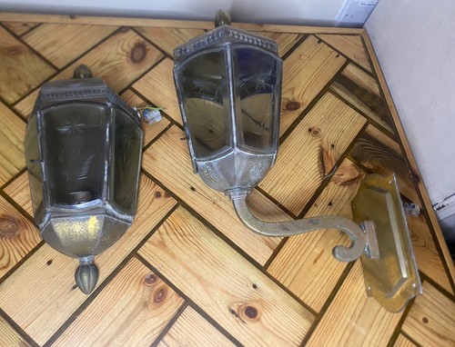 Vintage brass etched - &, glass