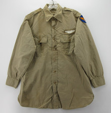 VINTAGE WWII US Army Shirt 15.5 Brown Air Force USAAF Uniform Military 1940s *