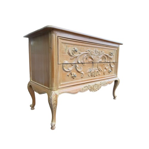Vintage carved pine chest - carved,