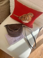 Beautiful Authentic Jimmy Choo Chrissy Grey Suede & Gold Studded Crossbody Bag