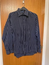 Van Heusen mens pinstripe shirt 17.5 inch collar navy and white