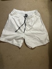 White nylon silky satin football gym workout shorts L Glanz