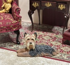 VTG Resin Miniature Yorkshire Terrier Dog Sitting Animal Figurine Collectible