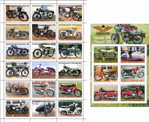 Stamp sheet block - sheet+block, motorcycle