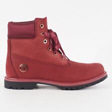 Womens Timberland Premium 6 Inch A1SC7 Burgundy Nubuck Leather Lace Up Boots