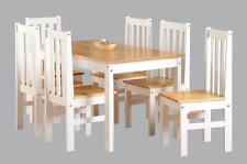 LUDLOW WHITE & OAK EFFECT 6 SEATER DINING SET, TABLE & 6 CHAIRS NEW