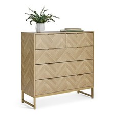 Chest of Drawers for Bedroom, 5 Drawer Herringbone Storage Drawers, VonHaus