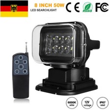 12V 50W Remote Control LED Marine Spotlight Truck Boat Car Search Light Black