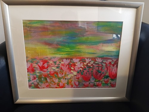 Framed contemporary oil - framed,