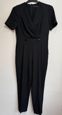 M&S Jumpsuit Womens Size 14 Black Short Sleeve Tailored Smart Work Playsuit