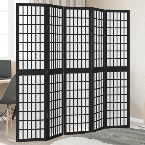 Panel black room divider in - 5-panel,