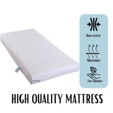 Space saver Cot Mattress 90cm x 56cm Fully Breathable Zipped Quilted Cover
