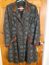 Nomads Fair Trade lined floral brown and grey frock coat M