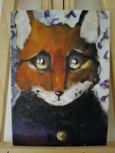 Fox painting vintage style - fox,